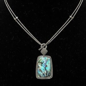 Judith Jack Abalone Pendant Necklace Sterling Silver 925 Marcasite